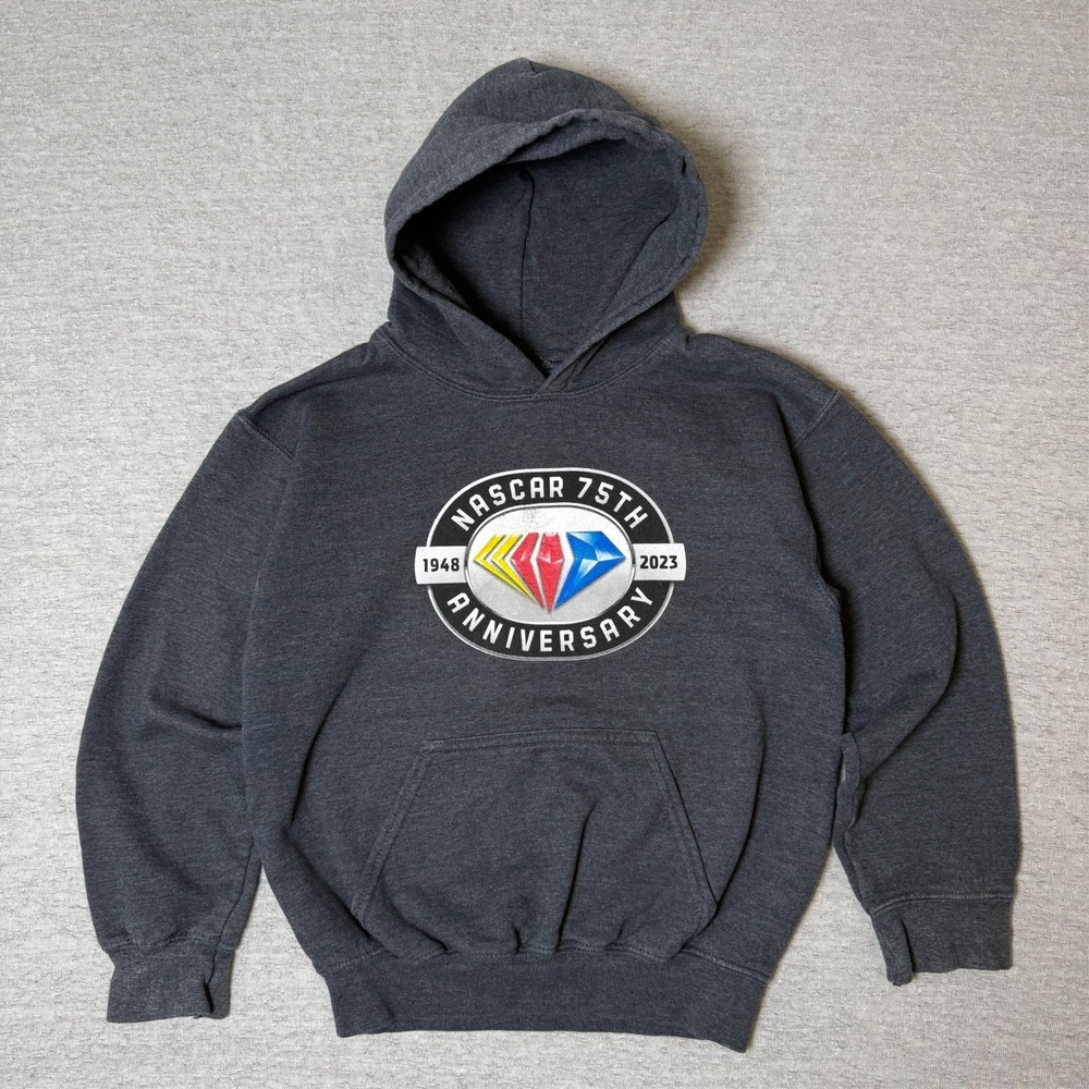 NASCAR 75th Anniversary Hoodie 1948-2023 Charcoal Gray Kids Youth Small/Medium